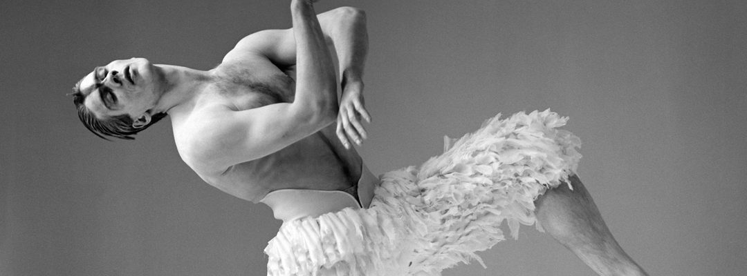 A 1995 black and white studio shot of Adam Cooper as The Swan