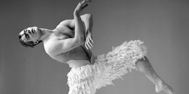 A 1995 black and white studio shot of Adam Cooper as The Swan