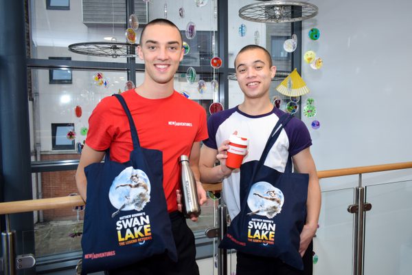Green Champion Andrew Ashton & fellow Swan Lake dancer Isaac Peter Bowry at Norwich Theatre Royal