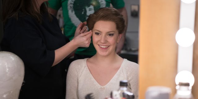 Seren Williams getting ready to perform in Cinderella