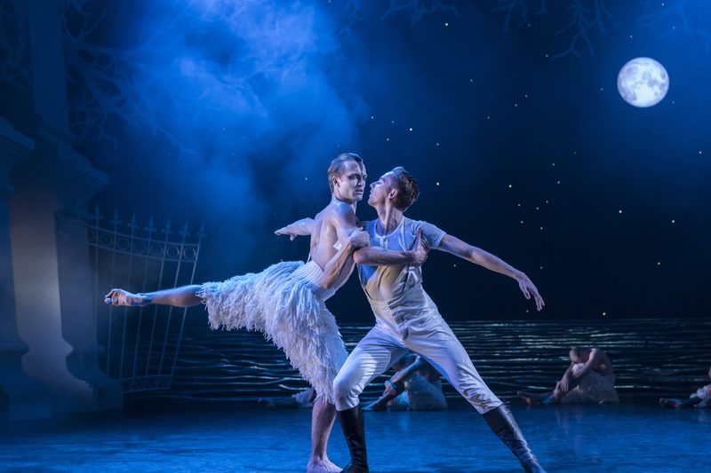 The Prince (Liam Mower) and The Swan (Matthew Ball) in Matthew Bourne's Swan Lake