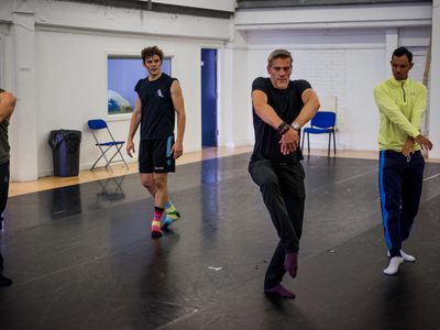 Adam Cooper (Original Swan / Stranger) mentoring Max Westwell and Will Bozier with Glenn Graham (Rehearsal Director)