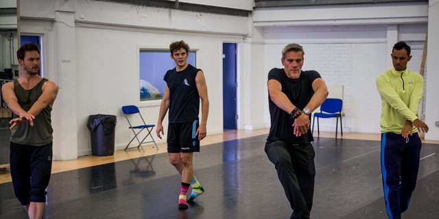 Adam Cooper (Original Swan / Stranger) mentoring Max Westwell and Will Bozier with Glenn Graham (Rehearsal Director)