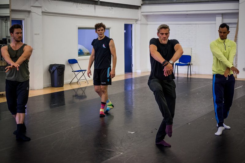 Adam Cooper (Original Swan / Stranger) mentoring Max Westwell and Will Bozier with Glenn Graham (Rehearsal Director)