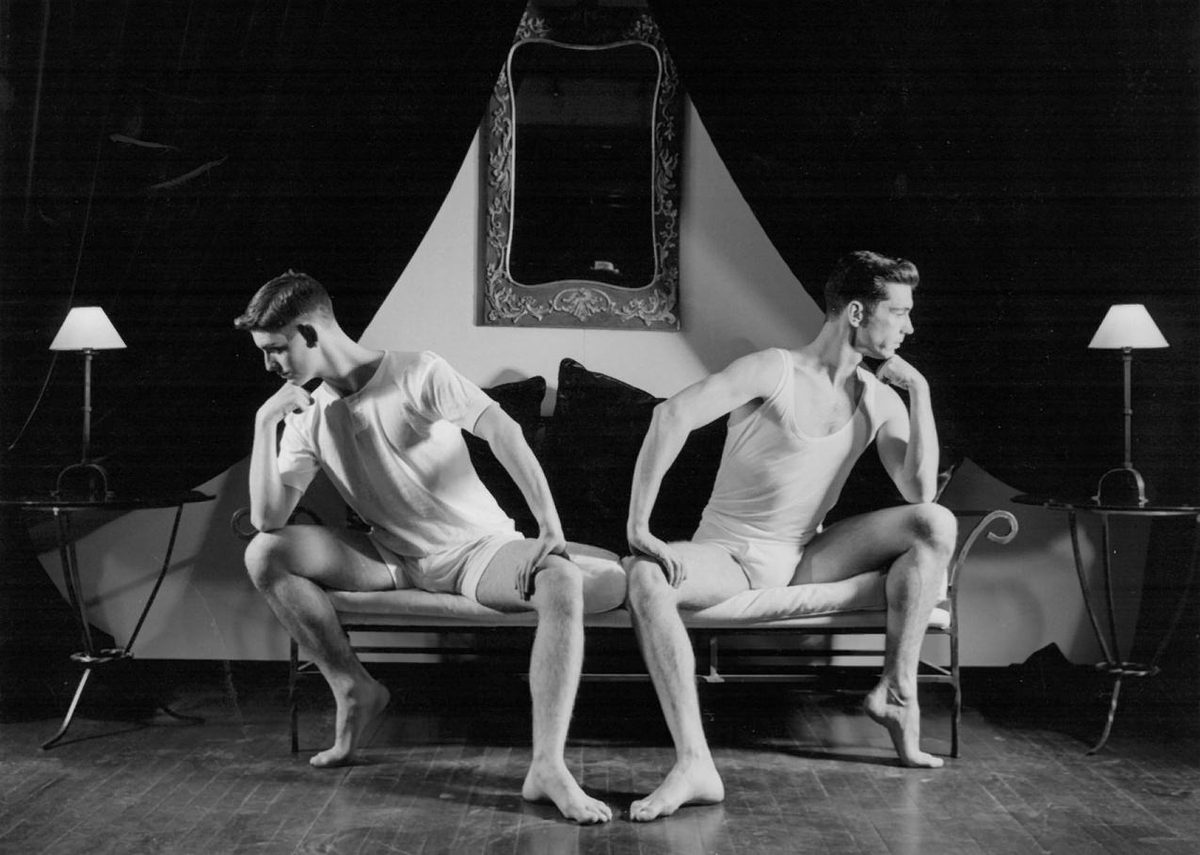 Black and white photograph from 1988 of Ben Wright and Scott Ambler in Spitfire