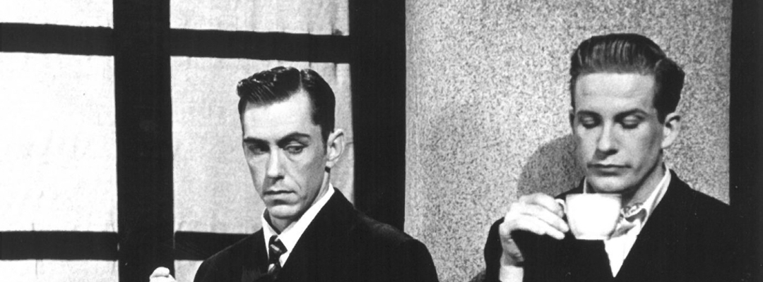 A 1991 black and white image of Scott Ambler and Matthew Bourne in Town and Country.