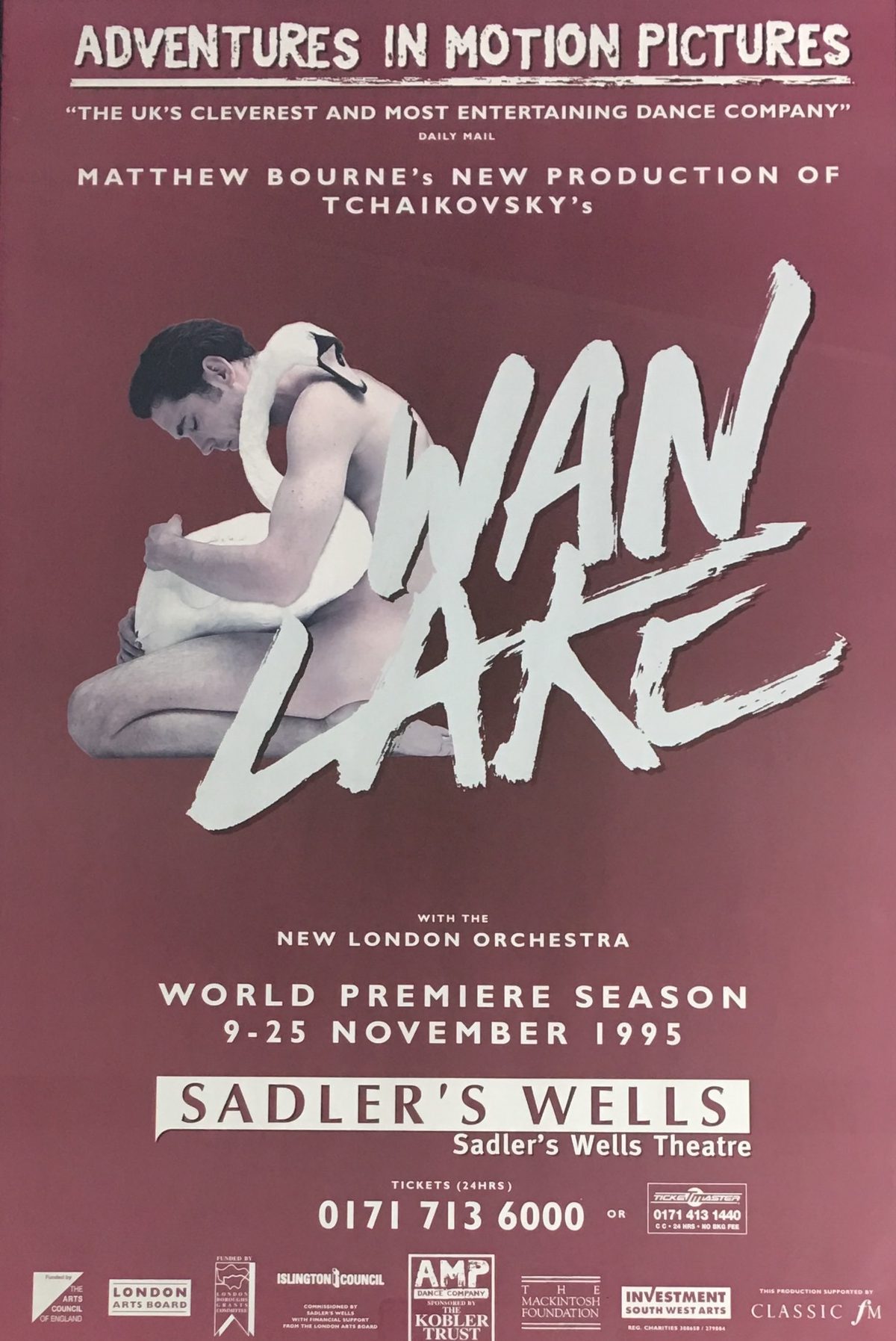An image of the original Swan Lake show poster from 1995